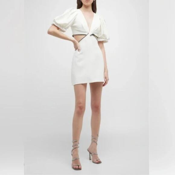 ALC Hazel White Cut-Out Puff Sleeve Mini Dress - Picture 1 of 8